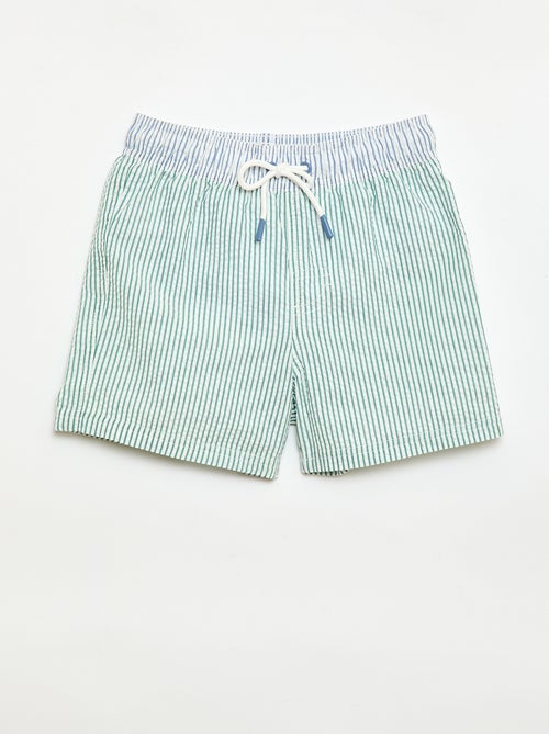Short de banho às riscas com cordões ajustáveis - Kiabi