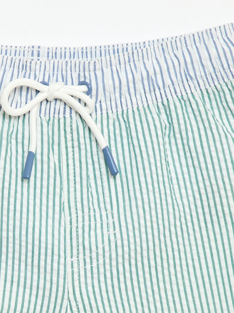 Short de banho às riscas com cordões ajustáveis Verde - Kiabi