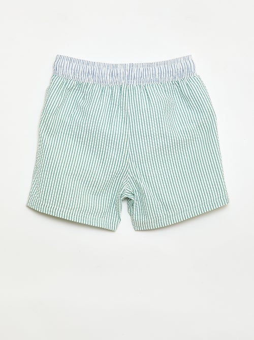 Short de banho às riscas com cordões ajustáveis - Kiabi