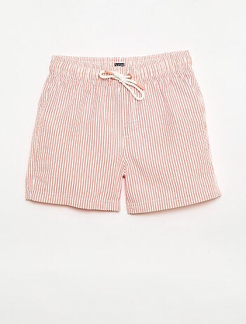 Short de banho às riscas com cordões ajustáveis