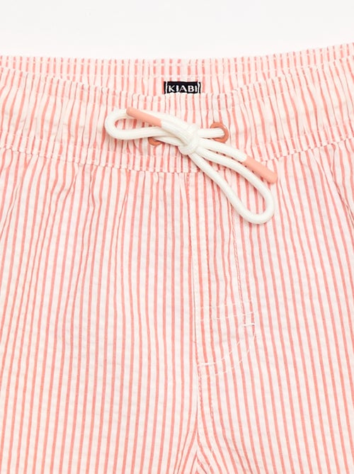 Short de banho às riscas com cordões ajustáveis - Kiabi