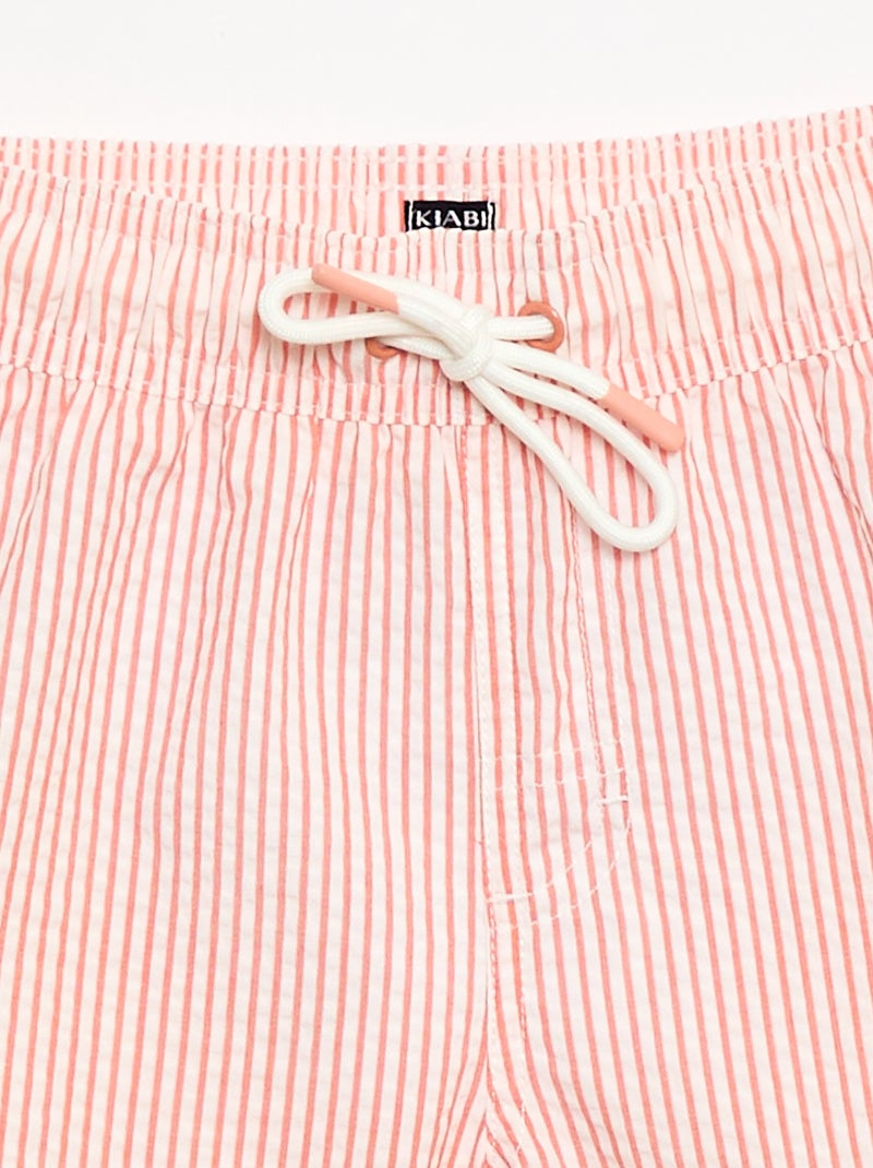 Short de banho às riscas com cordões ajustáveis Vermelho - Kiabi