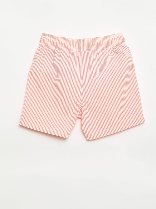 Short de banho às riscas com cordões ajustáveis - Kiabi