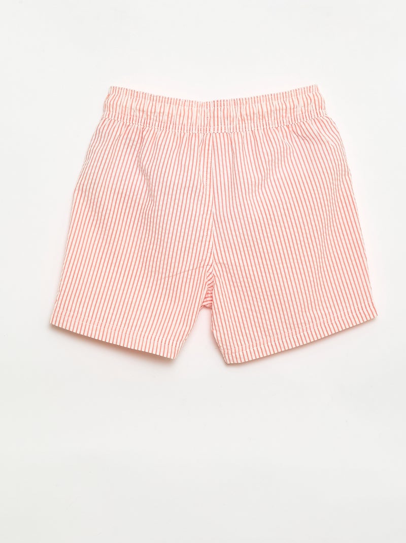 Short de banho às riscas com cordões ajustáveis Vermelho - Kiabi