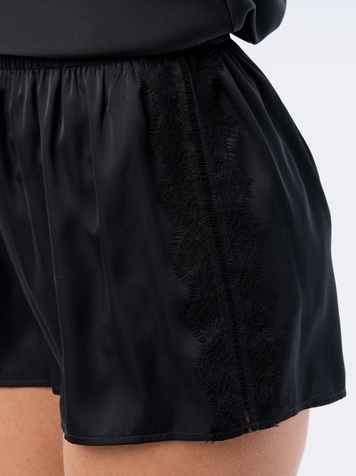 Short de cetim com orlas de renda - Kiabi