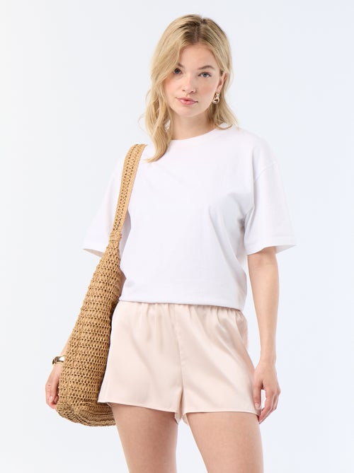 Short de cetim com orlas de renda - Kiabi