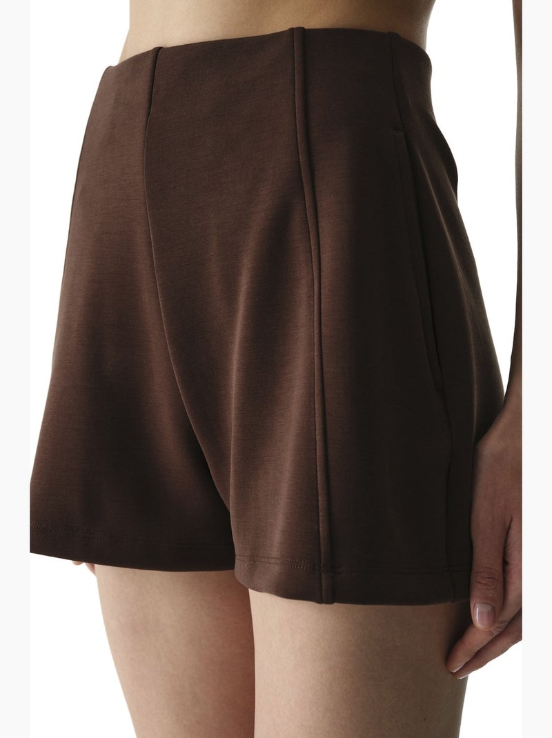 Short de cintura alta em modal penti Castanho-chocolate - Kiabi