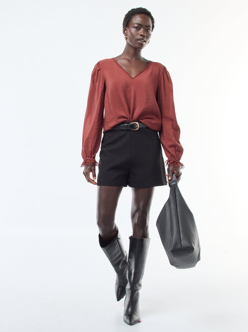 Short de cintura subida liso - Kiabi