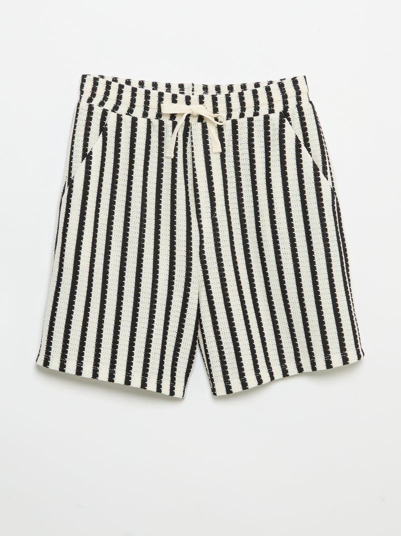 Short de croché às riscas Branco - Kiabi