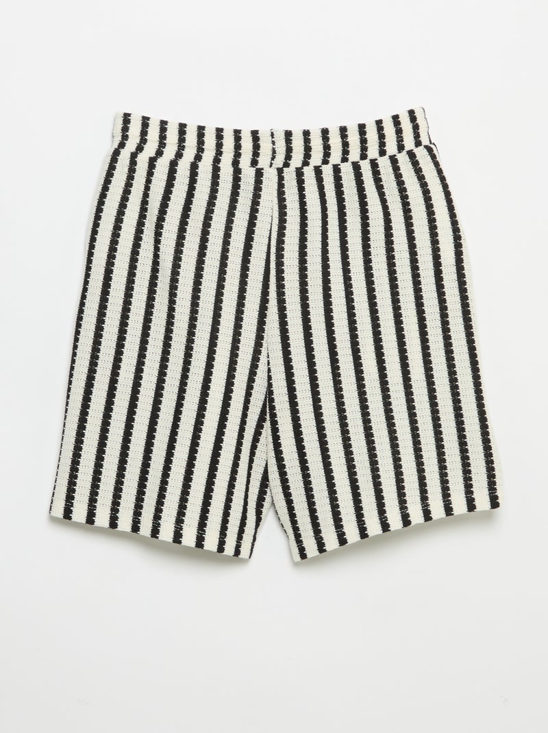 Short de croché às riscas Branco - Kiabi