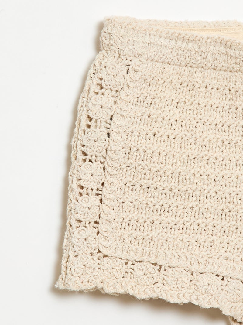 Short de croché liso Bege - Kiabi