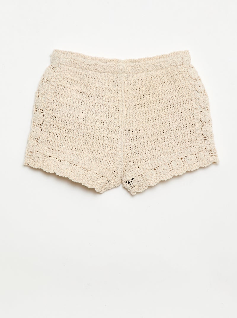 Short de croché liso Bege - Kiabi