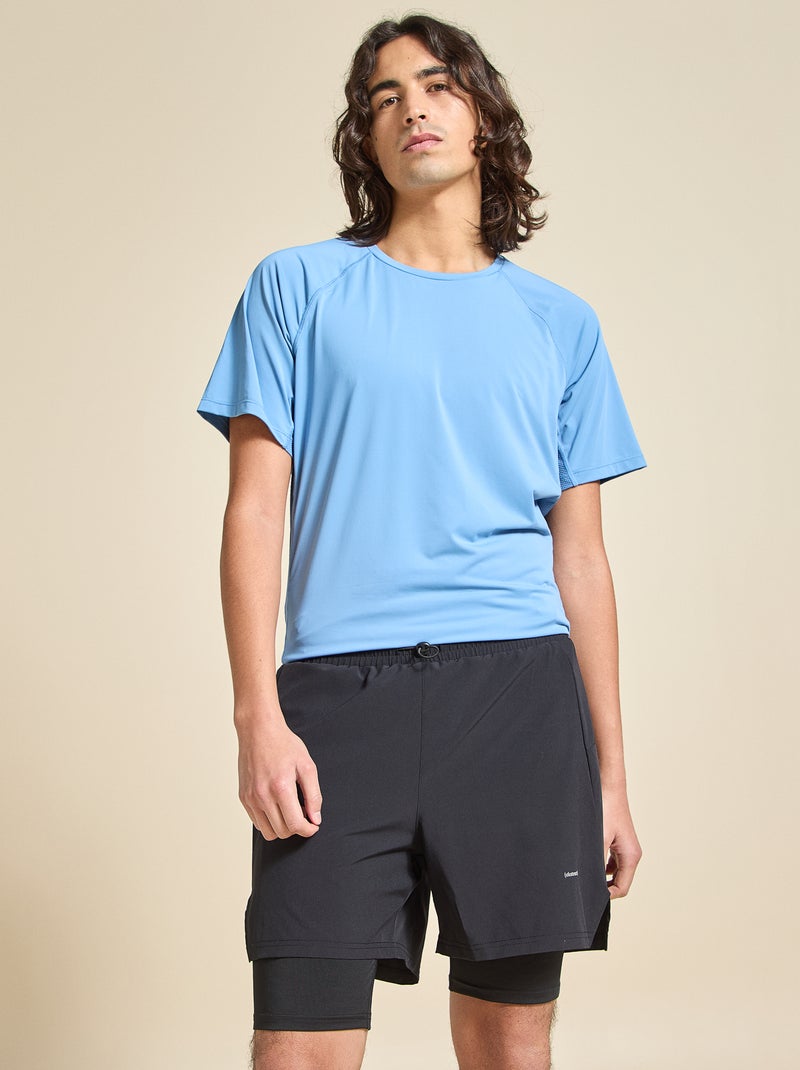 Short de desporto 2 em 1 - (ekstract) Preto - Kiabi