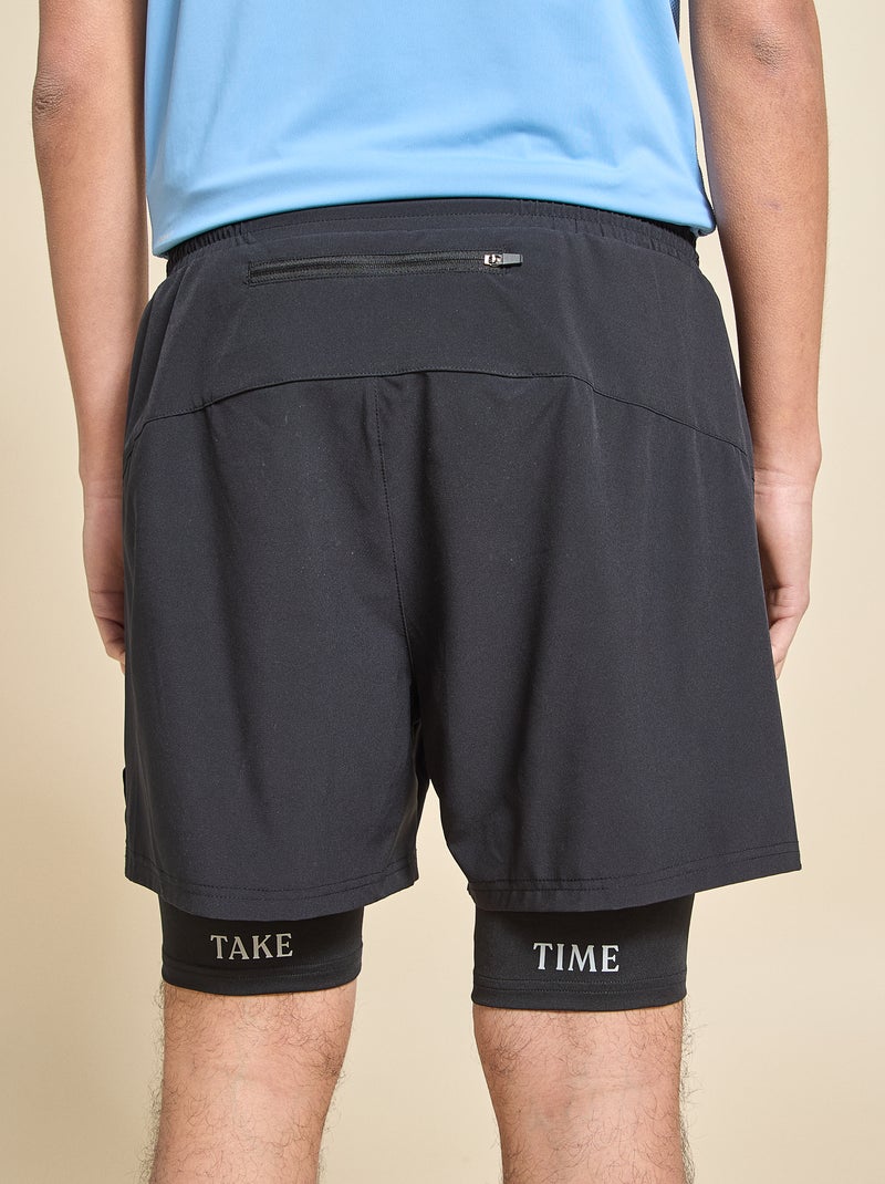 Short de desporto 2 em 1 - (ekstract) Preto - Kiabi