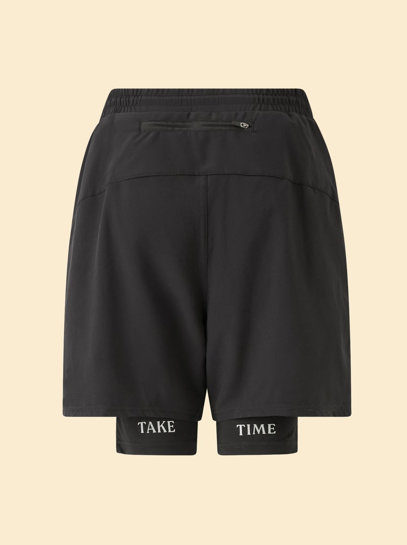 Short de desporto 2 em 1 - (ekstract) Preto - Kiabi
