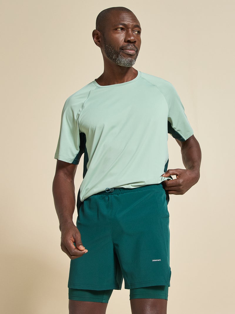 Short de desporto 2 em 1 - (ekstract) Verde - Kiabi