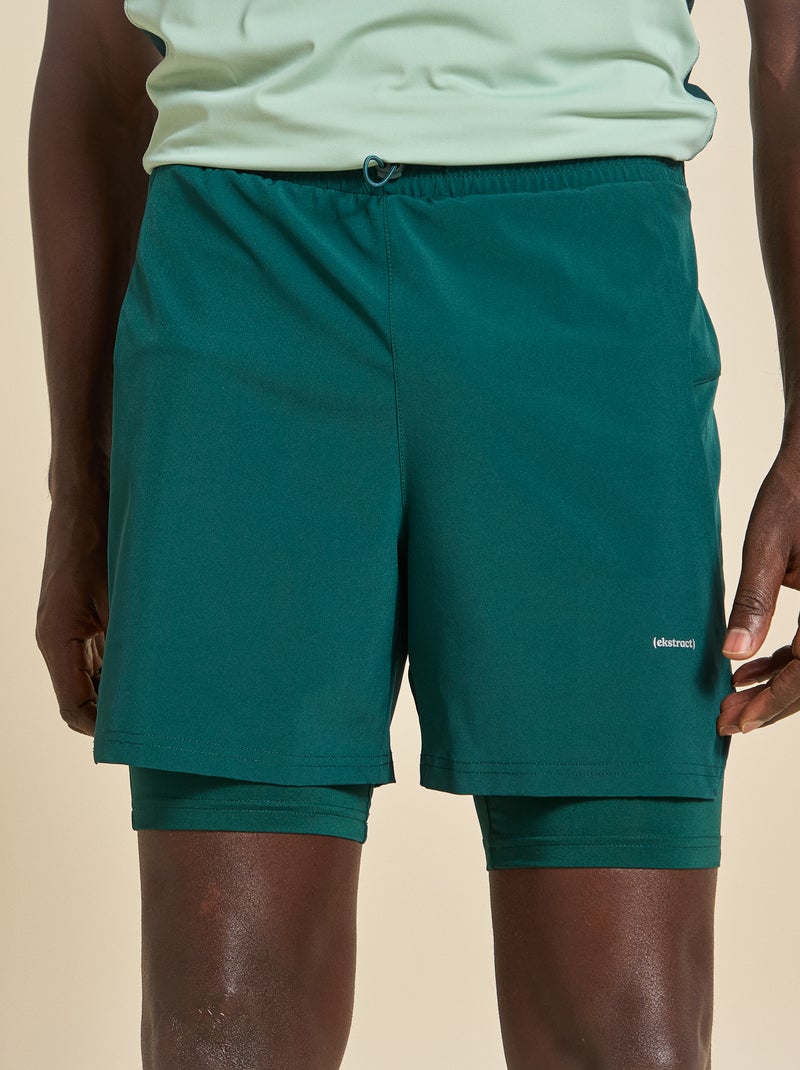 Short de desporto 2 em 1 - (ekstract) Verde - Kiabi