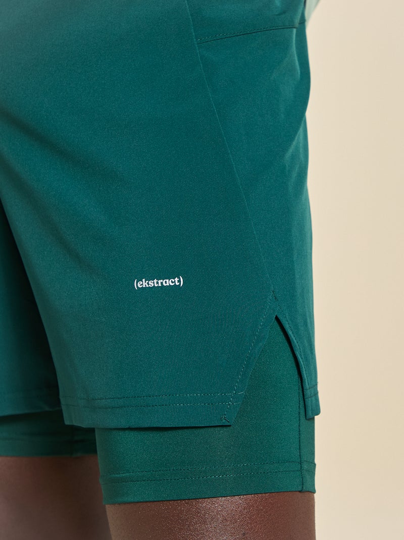 Short de desporto 2 em 1 - (ekstract) Verde - Kiabi