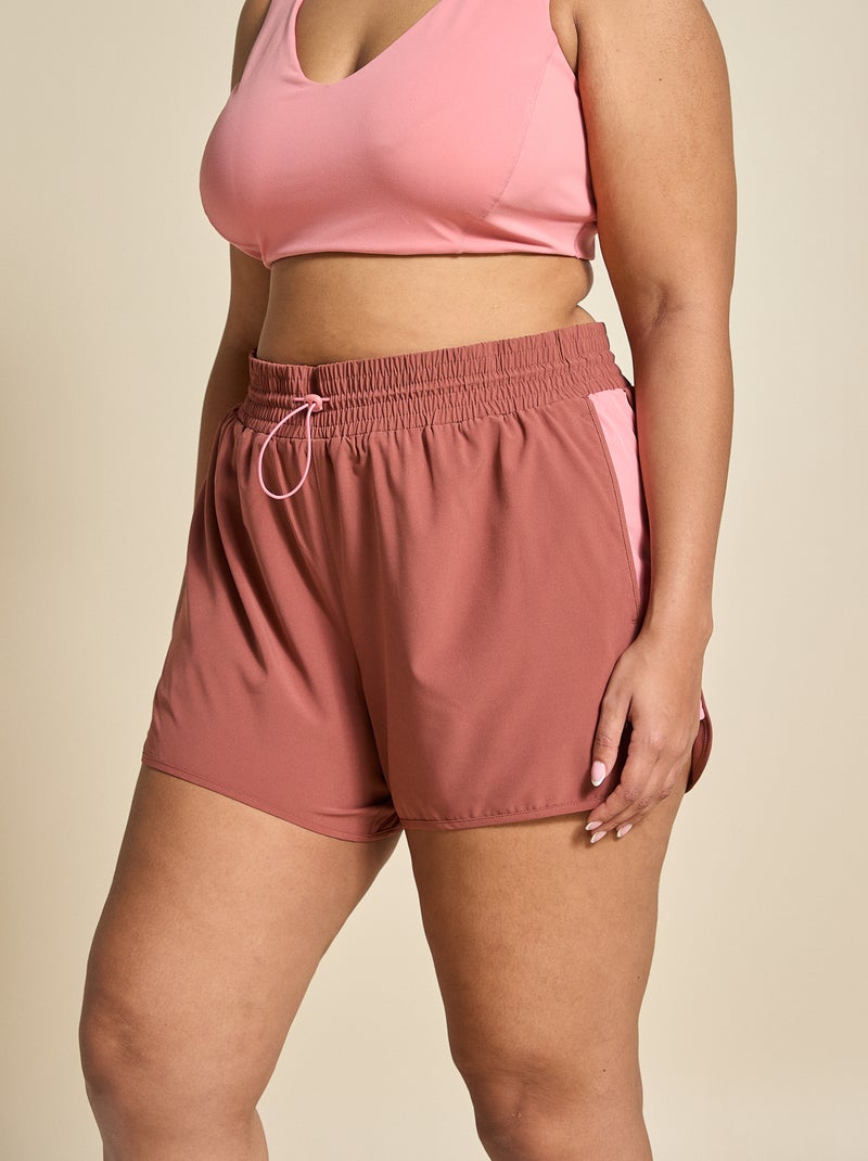 Short de desporto color block - (ekstract) Castanho - Kiabi