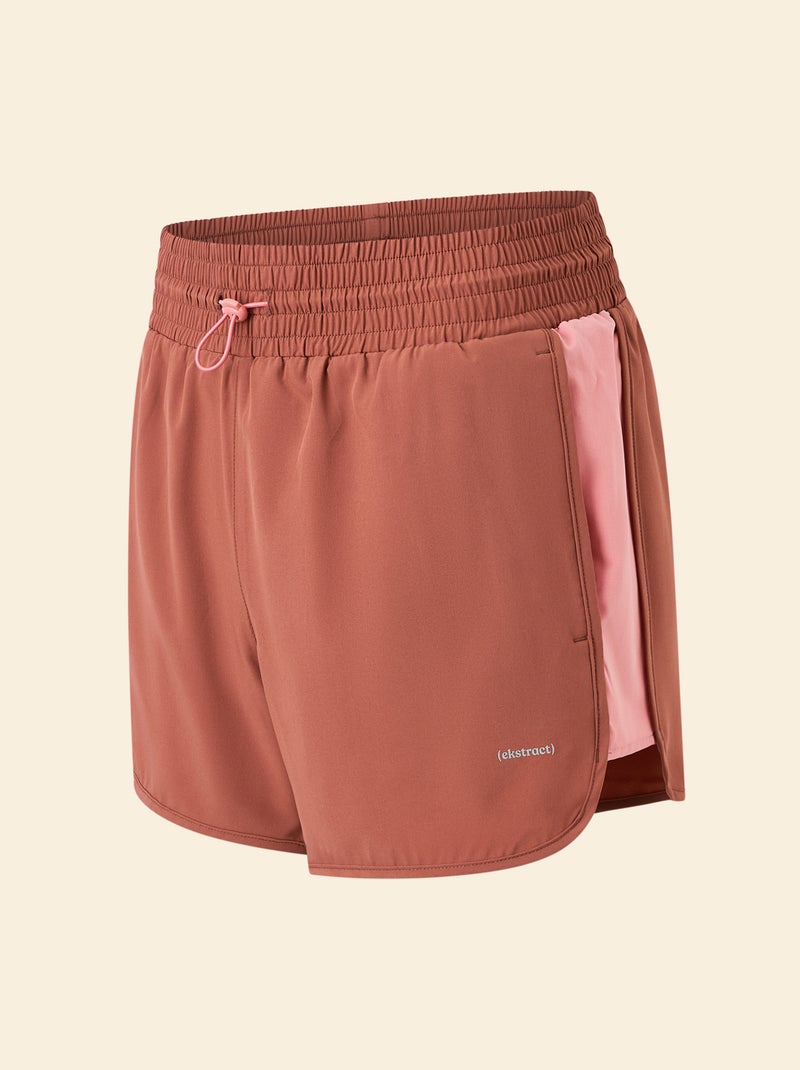Short de desporto color block - (ekstract) Castanho - Kiabi