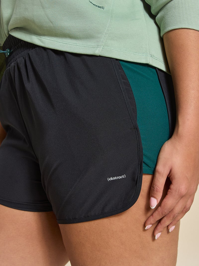 Short de desporto color block - (ekstract) Preto - Kiabi