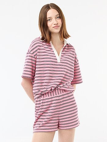 Short de felpo às riscas