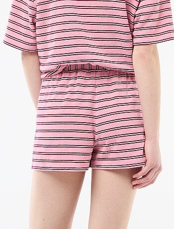 Short de felpo às riscas