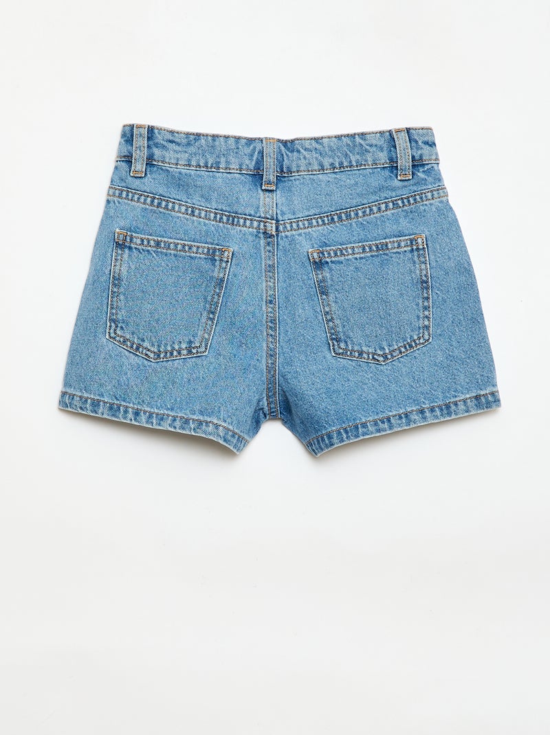 Short de ganga com bordados Azul - Kiabi