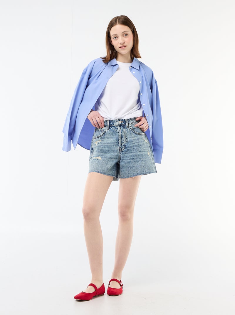 Short de ganga com efeito destroyed Azul - Kiabi
