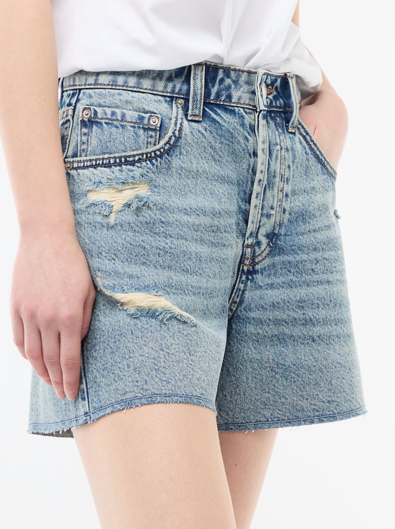 Short de ganga com efeito destroyed Azul - Kiabi