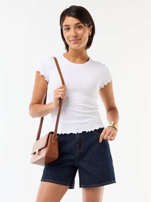 Short de ganga de cintura subida - Kiabi