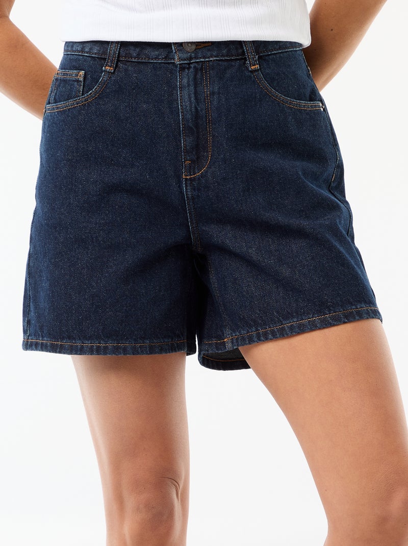 Short de ganga de cintura subida Azul - Kiabi