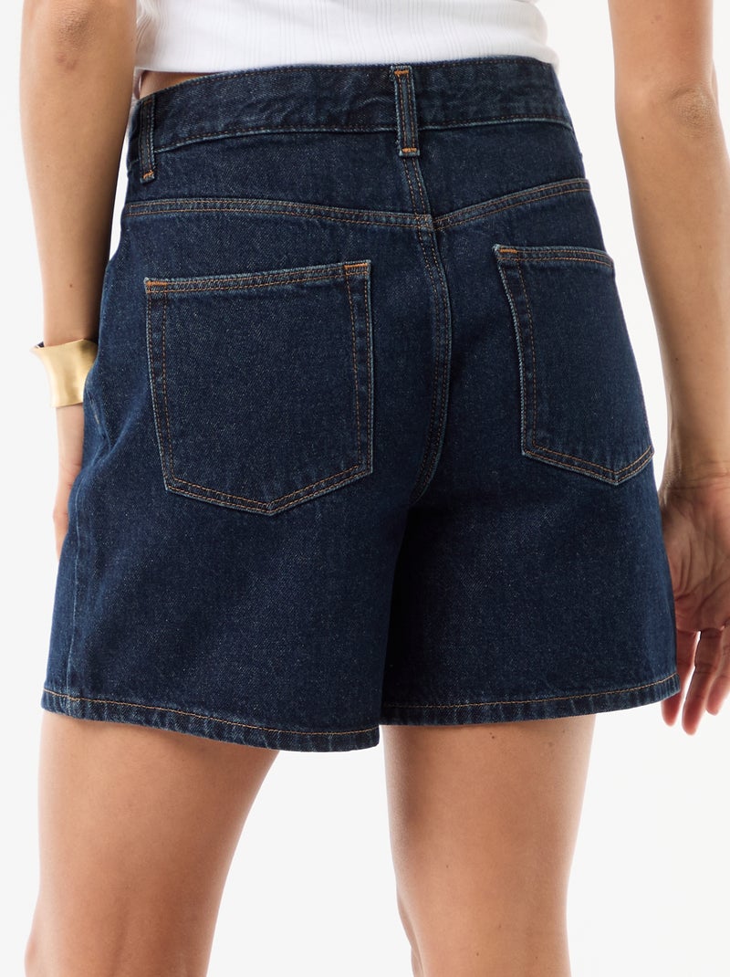 Short de ganga de cintura subida Azul - Kiabi