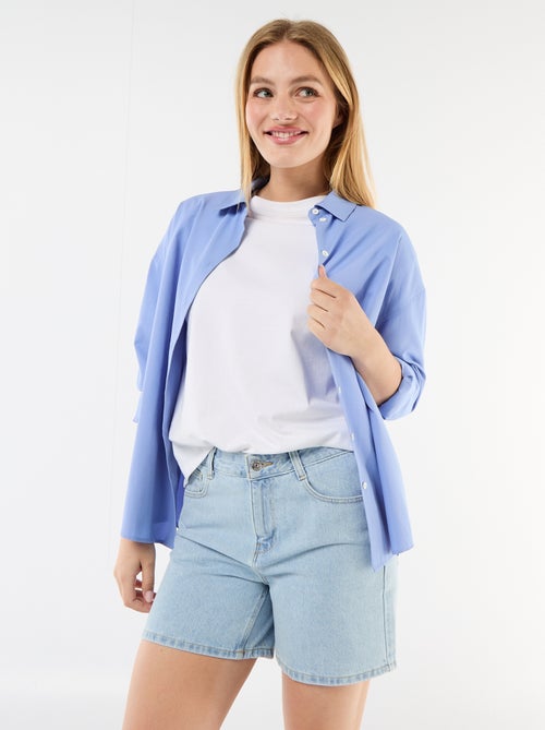 Short de ganga de cintura subida - Kiabi