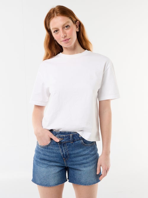 Short de ganga de cintura subida - Kiabi