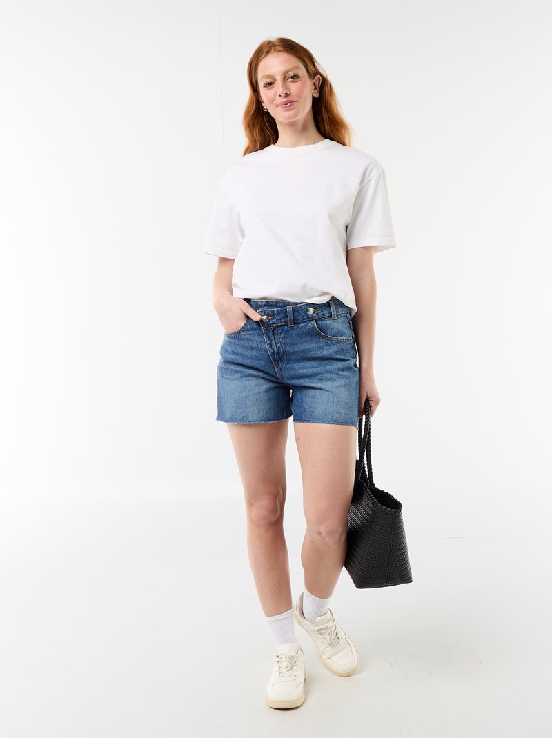 Short de ganga de cintura subida Azul - Kiabi