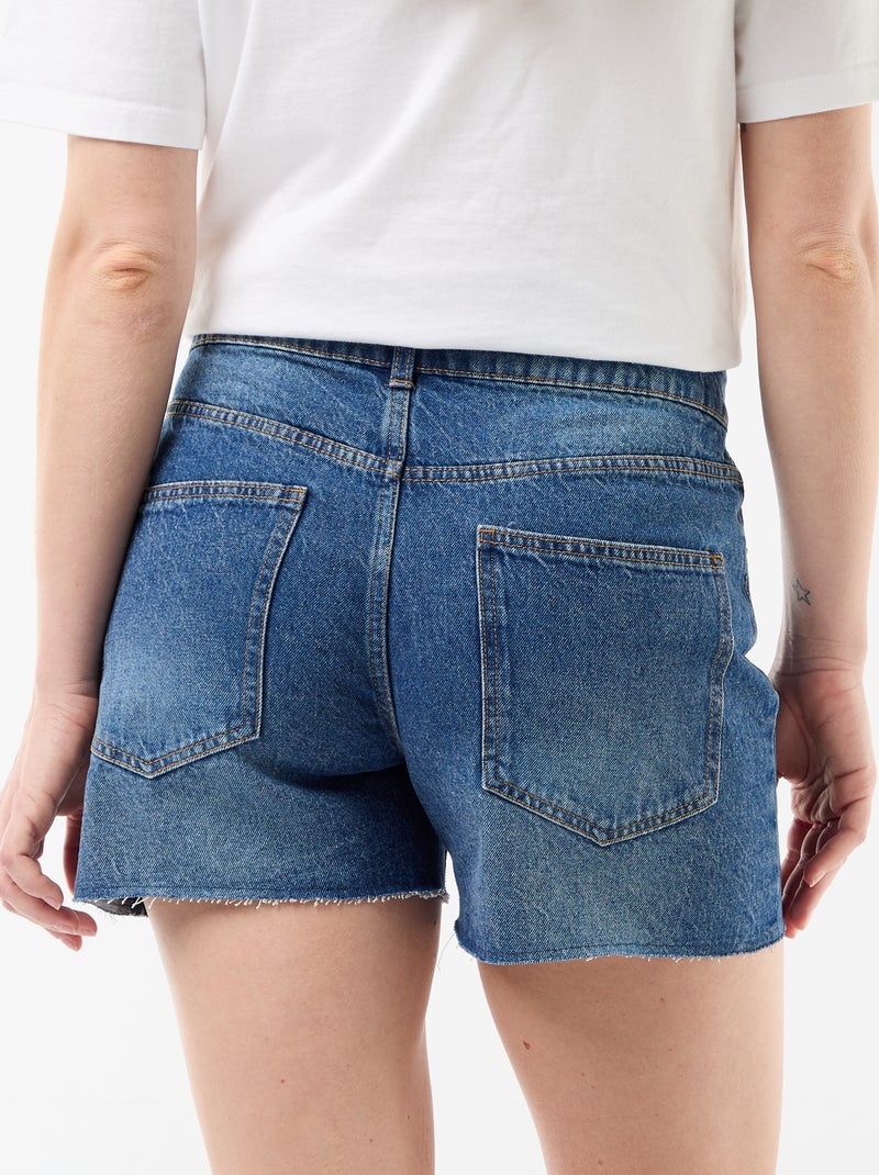 Short de ganga de cintura subida Azul - Kiabi