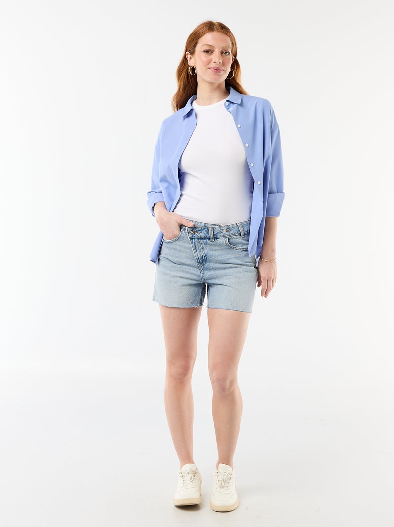 Short de ganga de cintura subida Azul - Kiabi