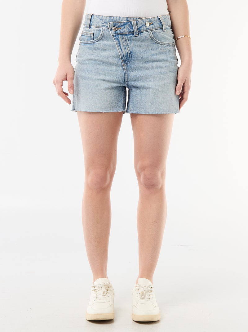 Short de ganga de cintura subida Azul - Kiabi