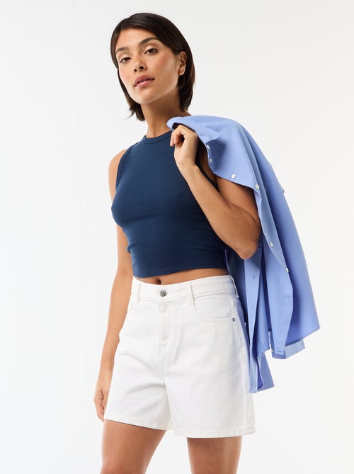 Short de ganga de cintura subida - Kiabi