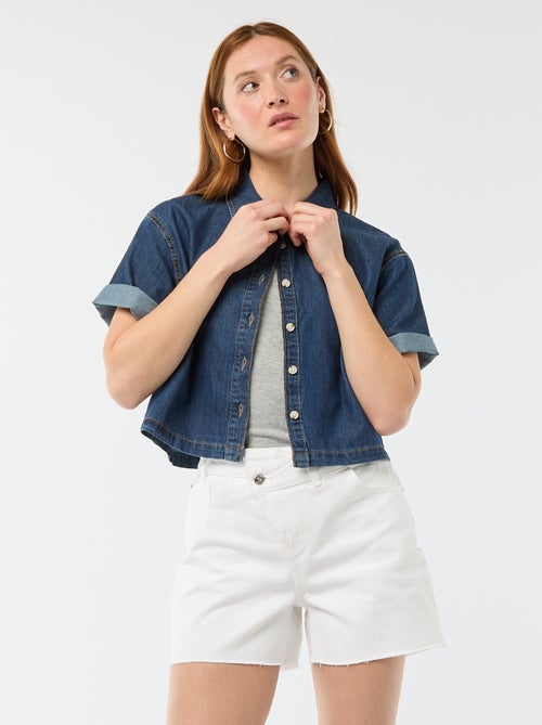 Short de ganga de cintura subida - Kiabi