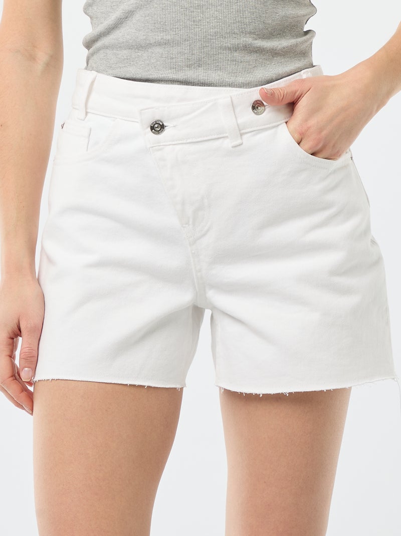 Short de ganga de cintura subida Branco - Kiabi
