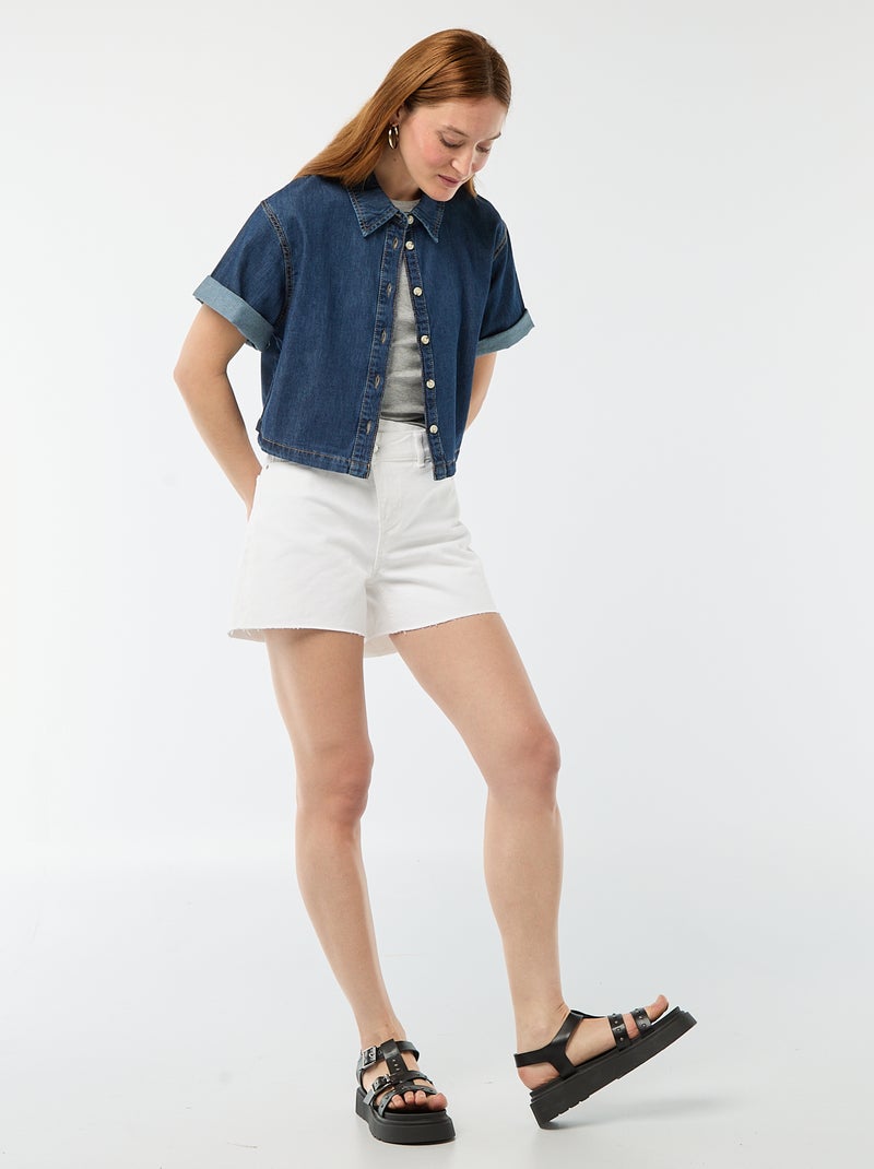 Short de ganga de cintura subida Branco - Kiabi