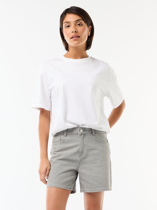 Short de ganga de cintura subida - Kiabi