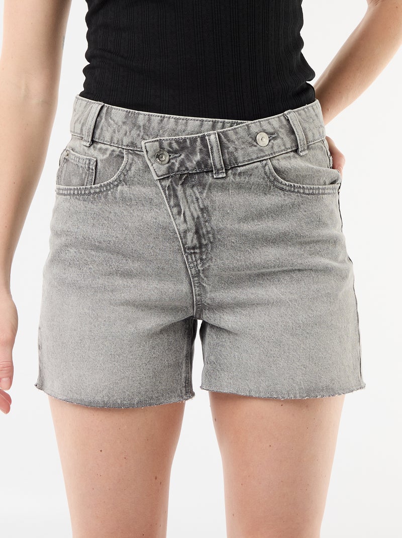 Short de ganga de cintura subida Cinza - Kiabi