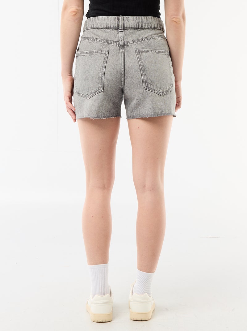 Short de ganga de cintura subida Cinza - Kiabi