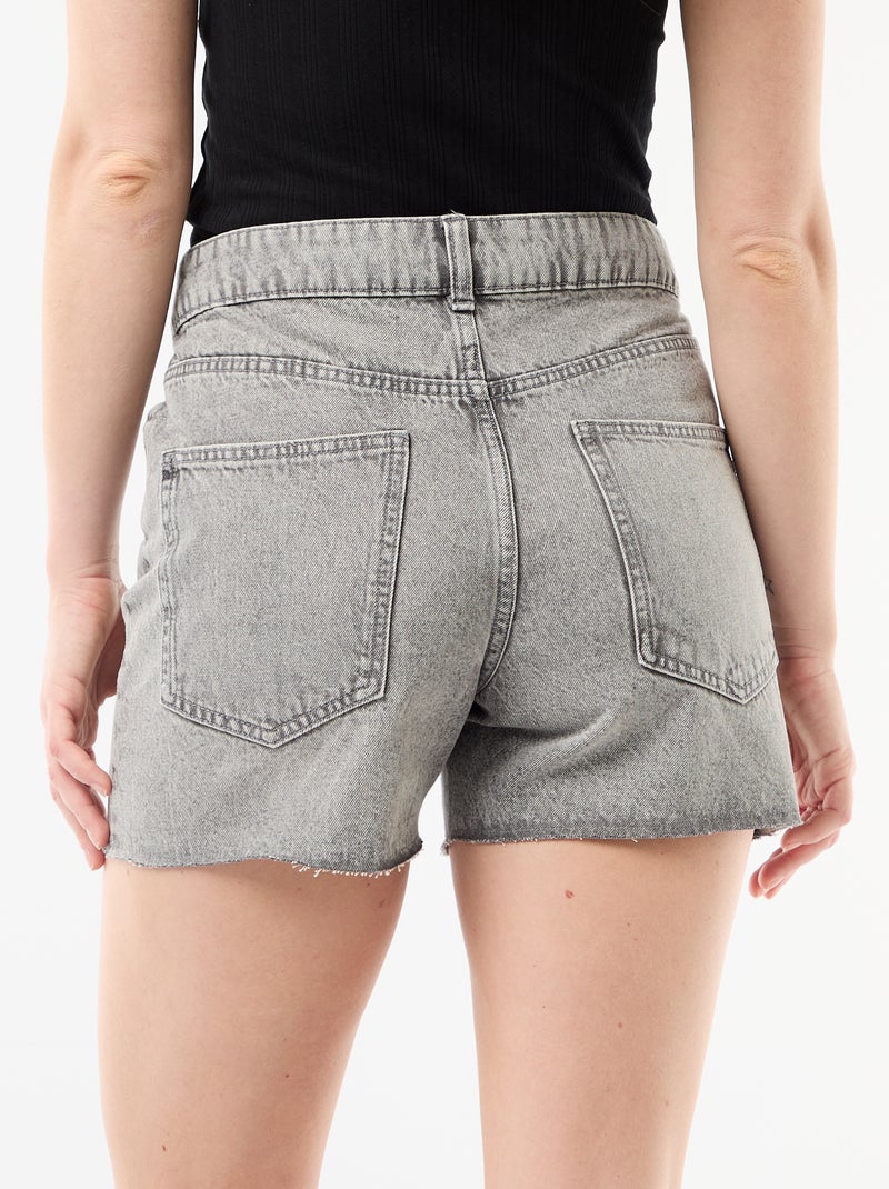 Short de ganga de cintura subida Cinza - Kiabi
