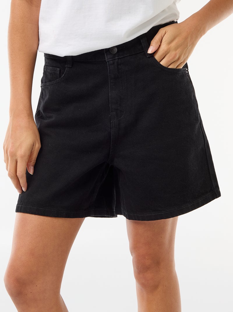 Short de ganga de cintura subida Preto - Kiabi
