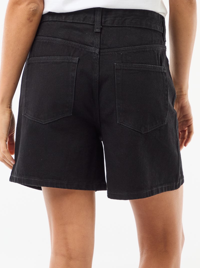Short de ganga de cintura subida Preto - Kiabi