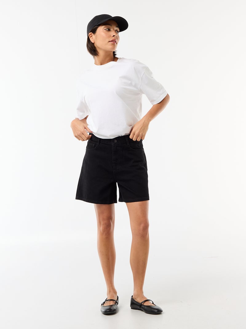Short de ganga de cintura subida Preto - Kiabi